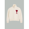 Red Ami of heart Sweater - White - AMI PARIS
