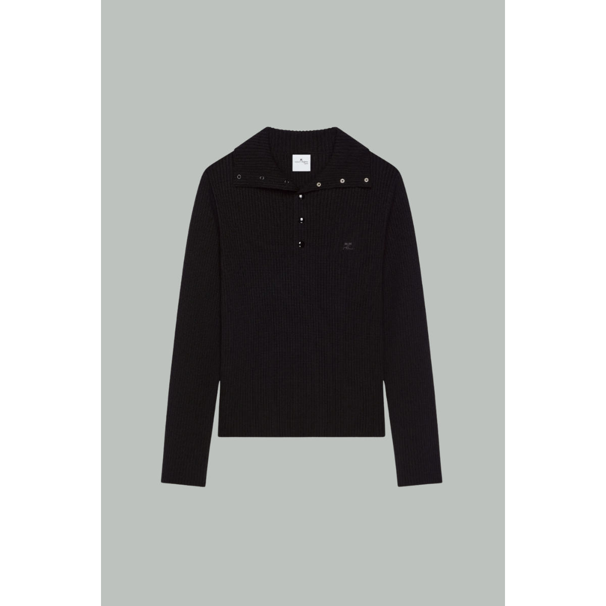 Wool Polo Shirt - Black - COURRÈGES