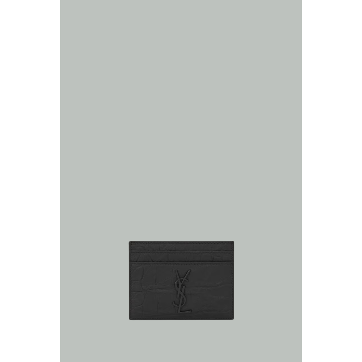 Porte-Cartes Cassandre en Cuir Embossé Crocodile - Noir - SAINT LAURENT