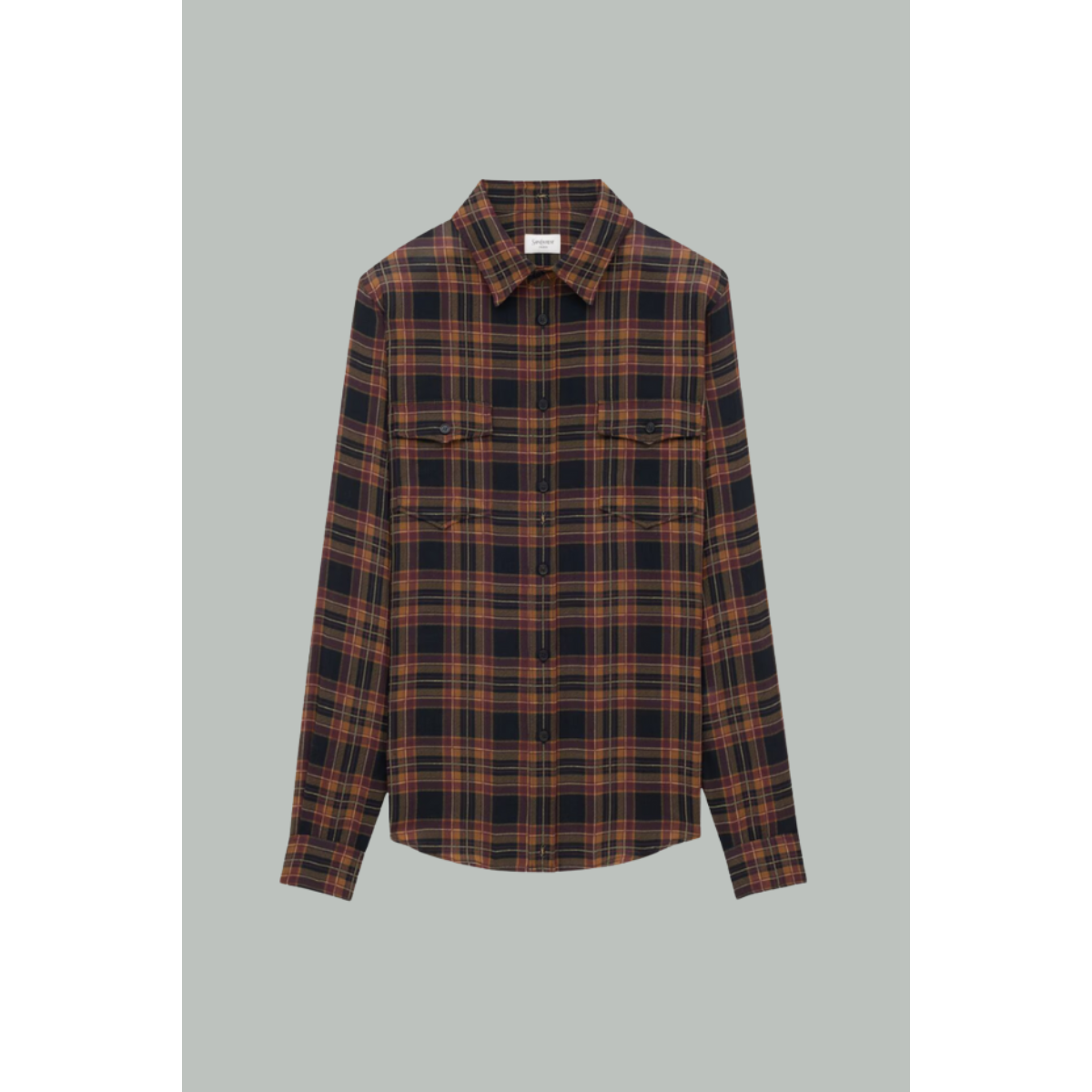 Chemise Cassandre En Laine Tartan - Noir / Orange - SAINT LAURENT