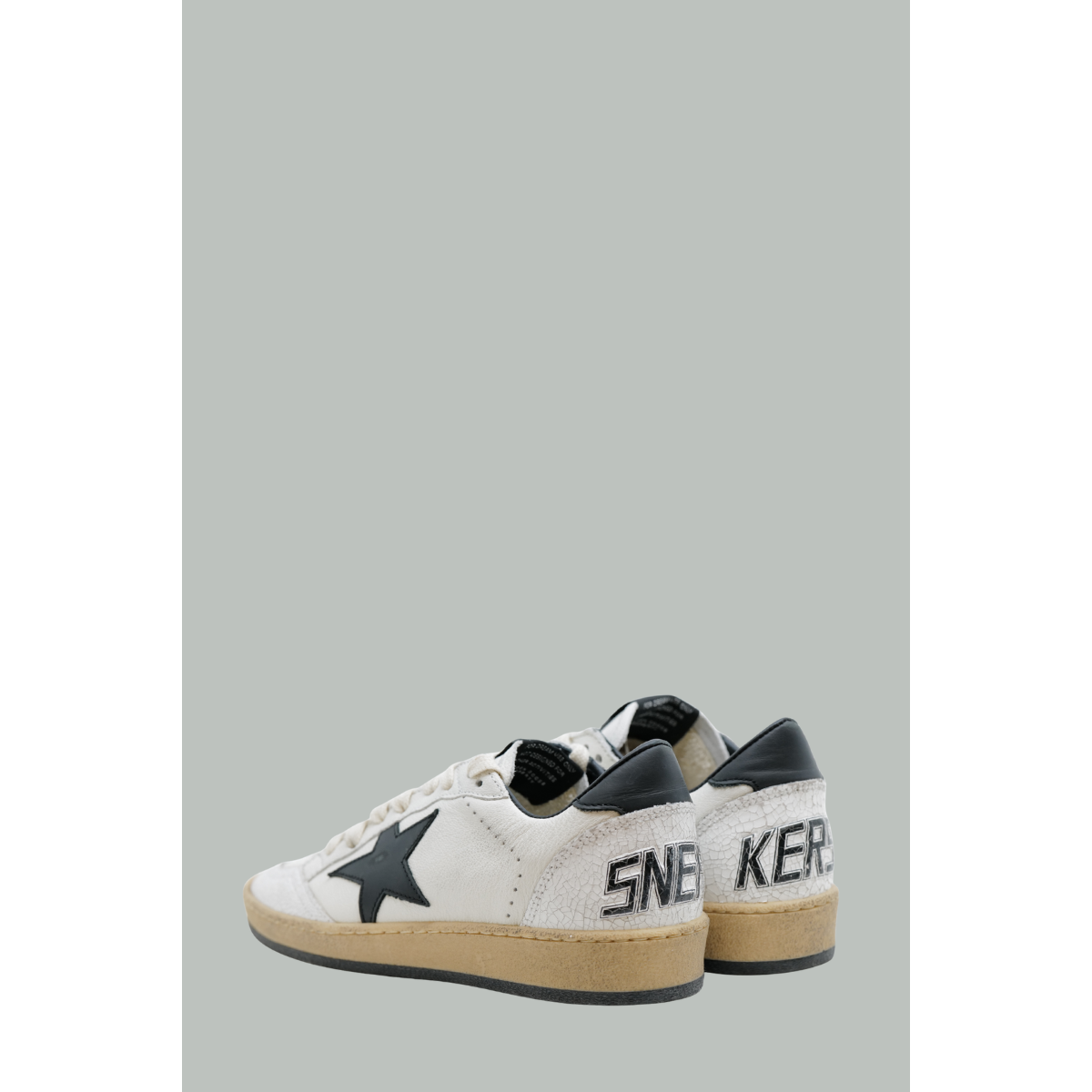 Baskets Ball Star Femme - Blanc Noir - Cuir - GOLDEN GOOSE