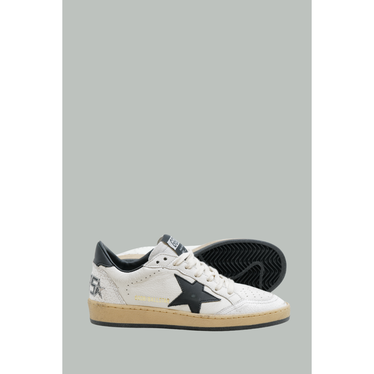 Baskets Ball Star Femme - Blanc Noir - Cuir - GOLDEN GOOSE