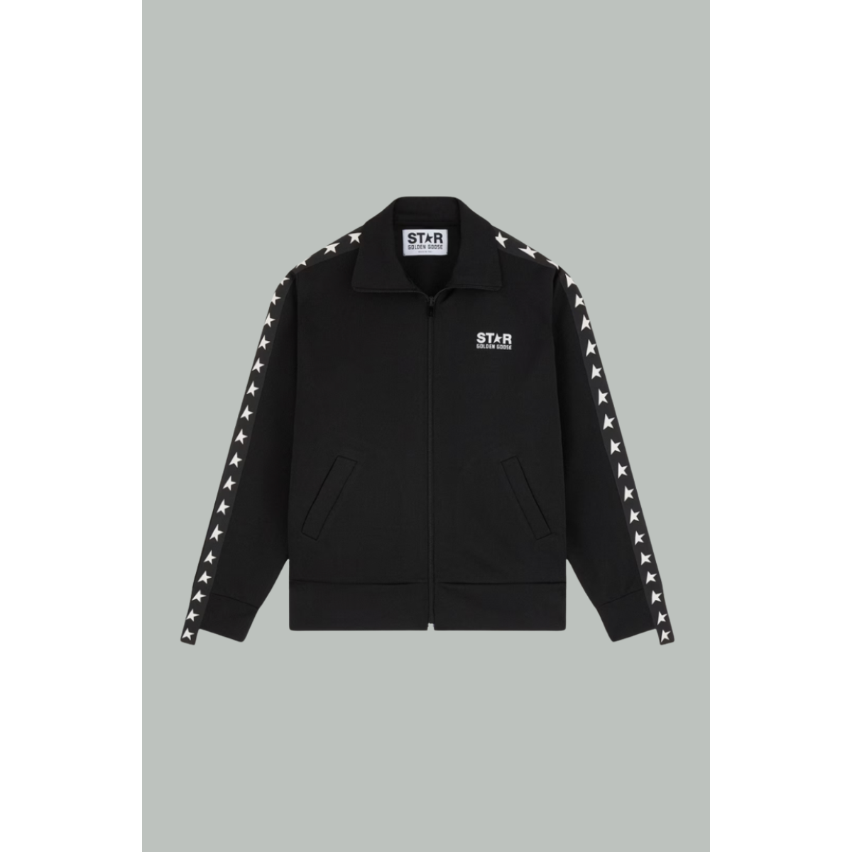 Sweat-shirt zippé avec étoiles blanches - Noir - GOLDEN GOOSE