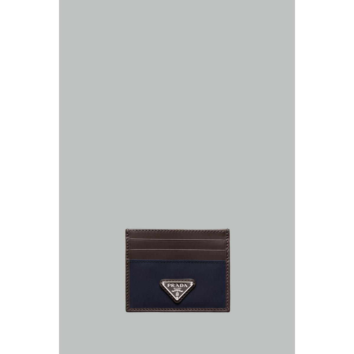 Porte-cartes En Re-Nylon Et Cuir - Bleu / Café - PRADA