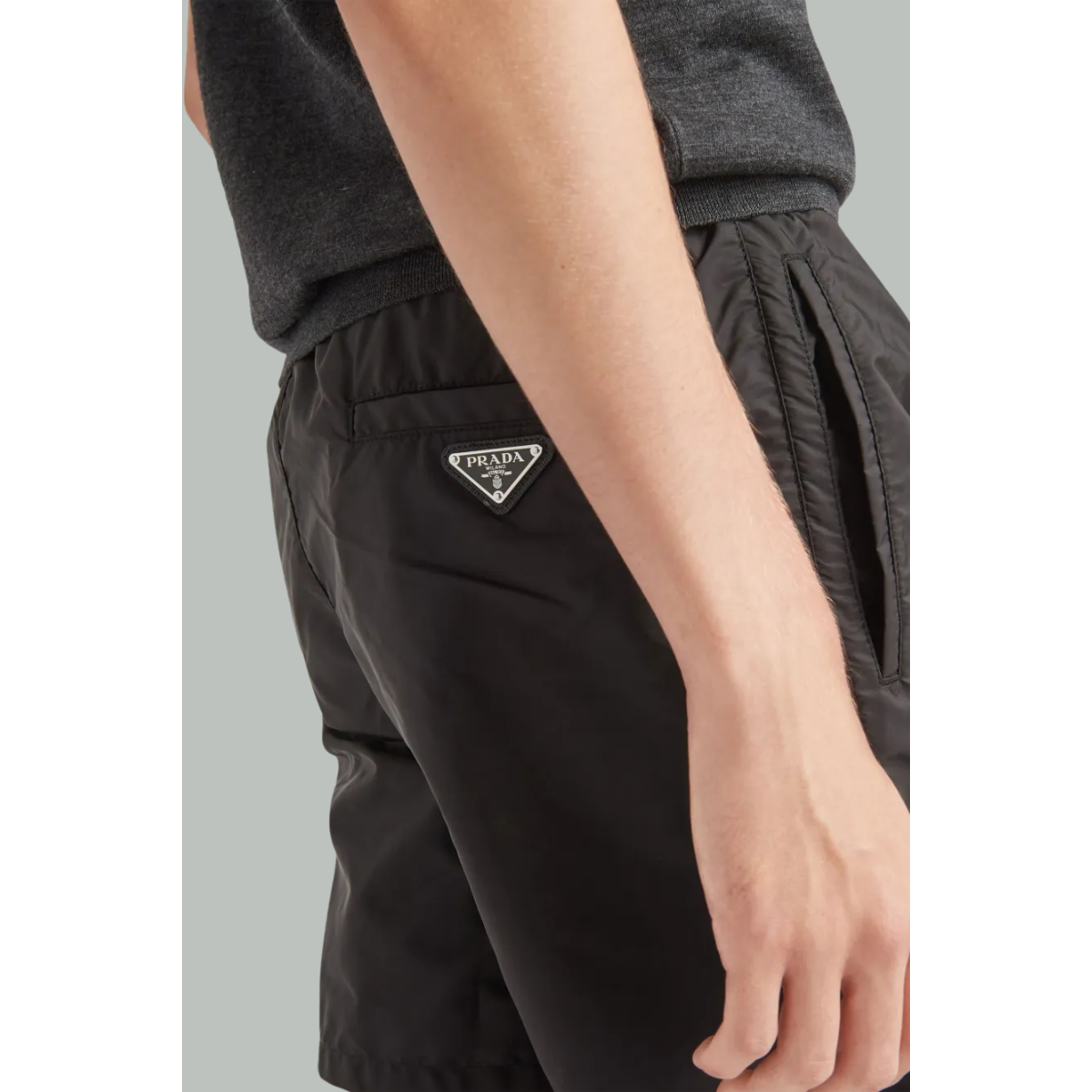 Short De Bain À Logo Triangle - Noir / Re-Nylon - PRADA