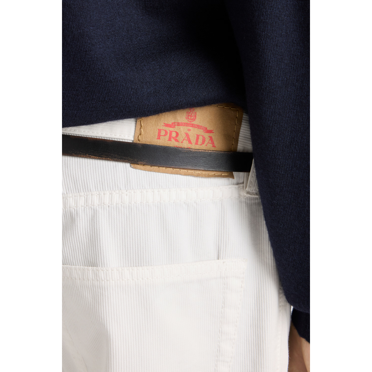 Pantalon Cinq Poches En Piqué - Écru - PRADA