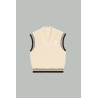 Pull Blanc Sans Manches Ami De Coeur en Laine Côtelée - Ecru - AMI Paris