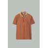 Polo En Coton à Col à Carreaux - Brique - BURBERRY