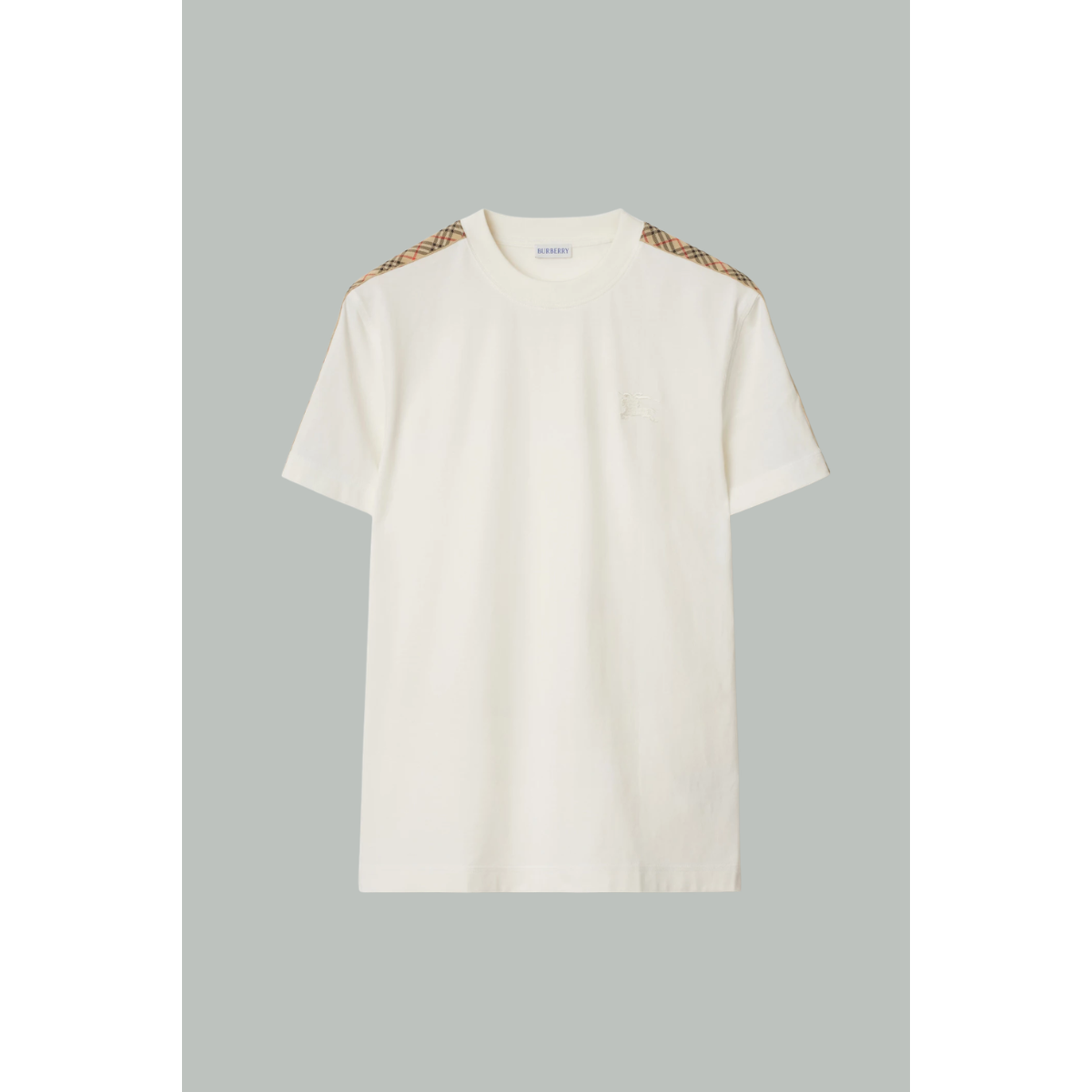 T-shirt En Coton Avec Check - Blanc - BURBERRY