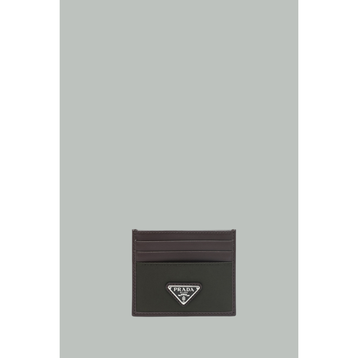 Porte-cartes E Re-Nylon Et Cuir - Vert / Cacao - PRADA