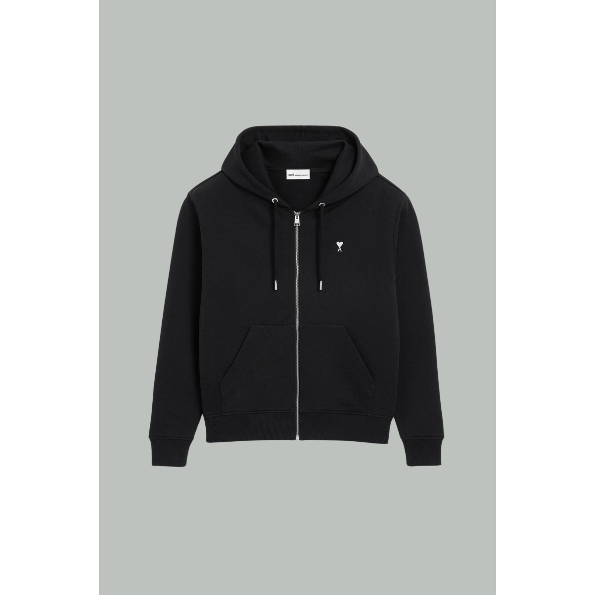 Hoodie Zippé Noir Ami De Coeur - Noir / Blanc - AMI PARIS