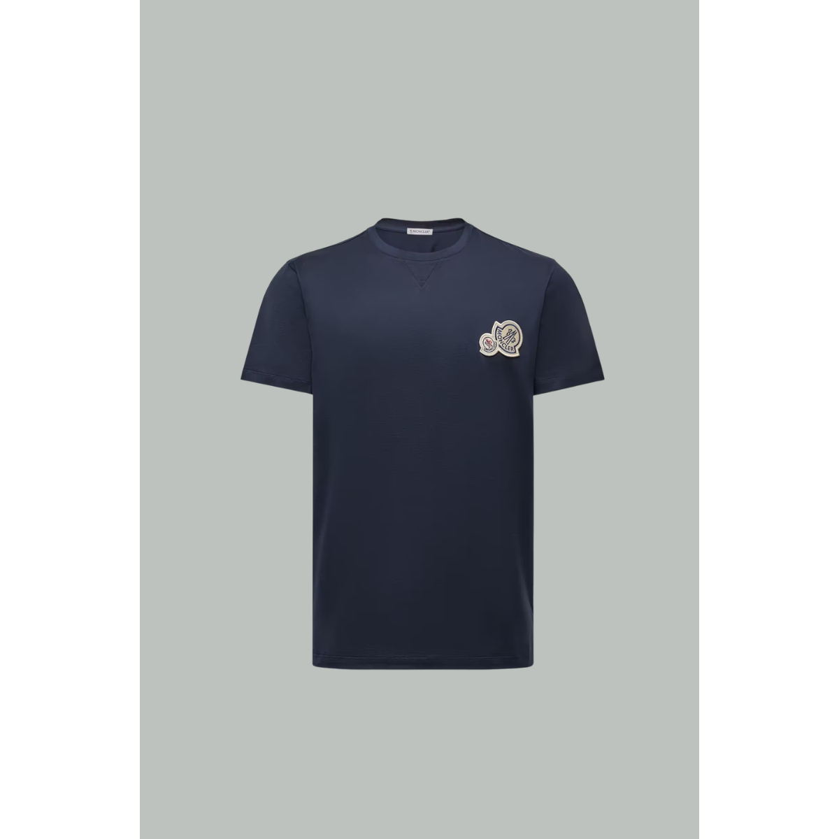 T-Shirt Double Logo Patch Cotton - Bleu Marine - MONCLER
