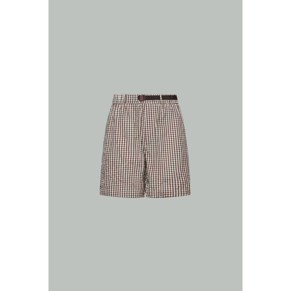 Short En Coton Mélangé À Motif Vichy - Marron Blanc - MONCLER
