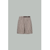 Short En Coton Mélangé À Motif Vichy - Marron Blanc - MONCLER