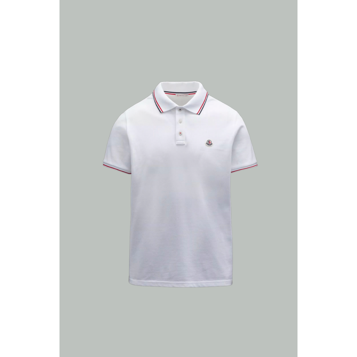 Polo Blanc Bandes Tricolores - Blanc - MONCLER