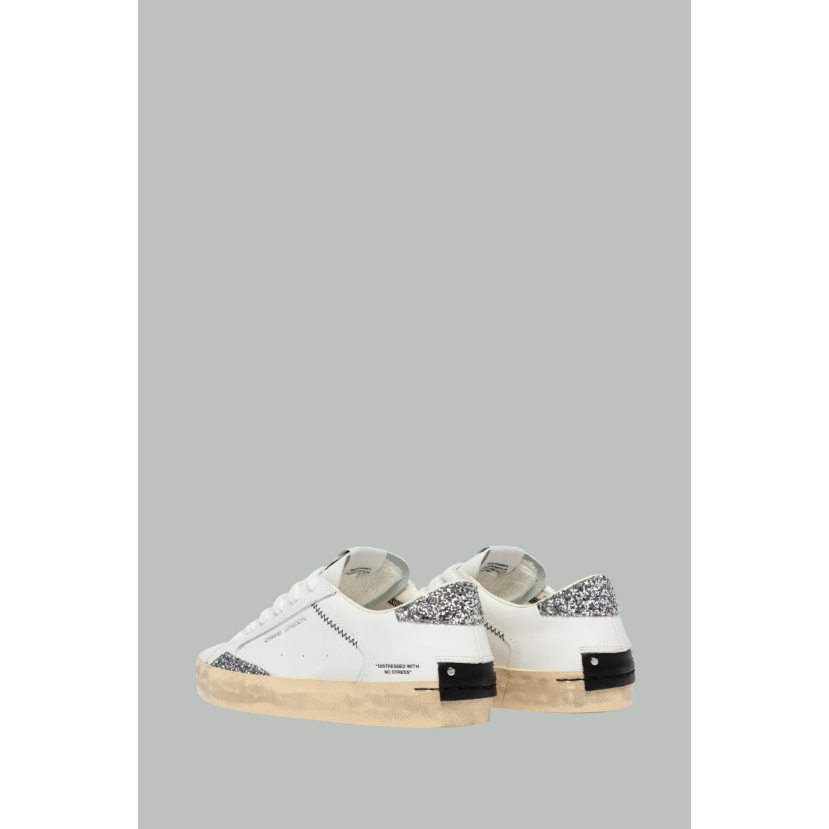 Baskets Distressed - Femme - Blanc - Glitter - CRIME LONDON