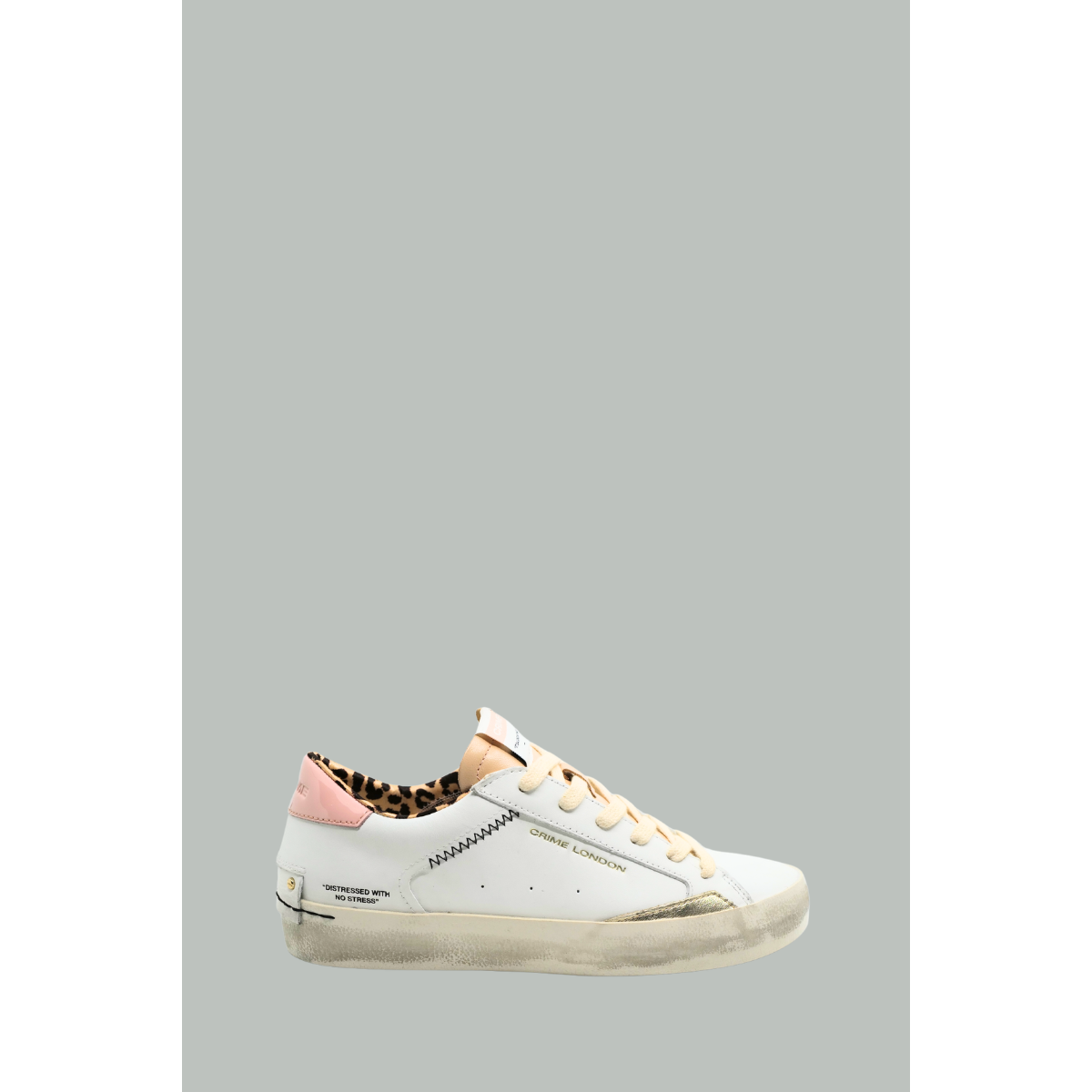 Baskets Distressed Sun Tan - Femme - Blanc/Rose - CRIME LONDON