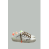 Baskets Distressed Tropic Juice - Femme - Blanc/Orange/Léopard - CRIME LONDON