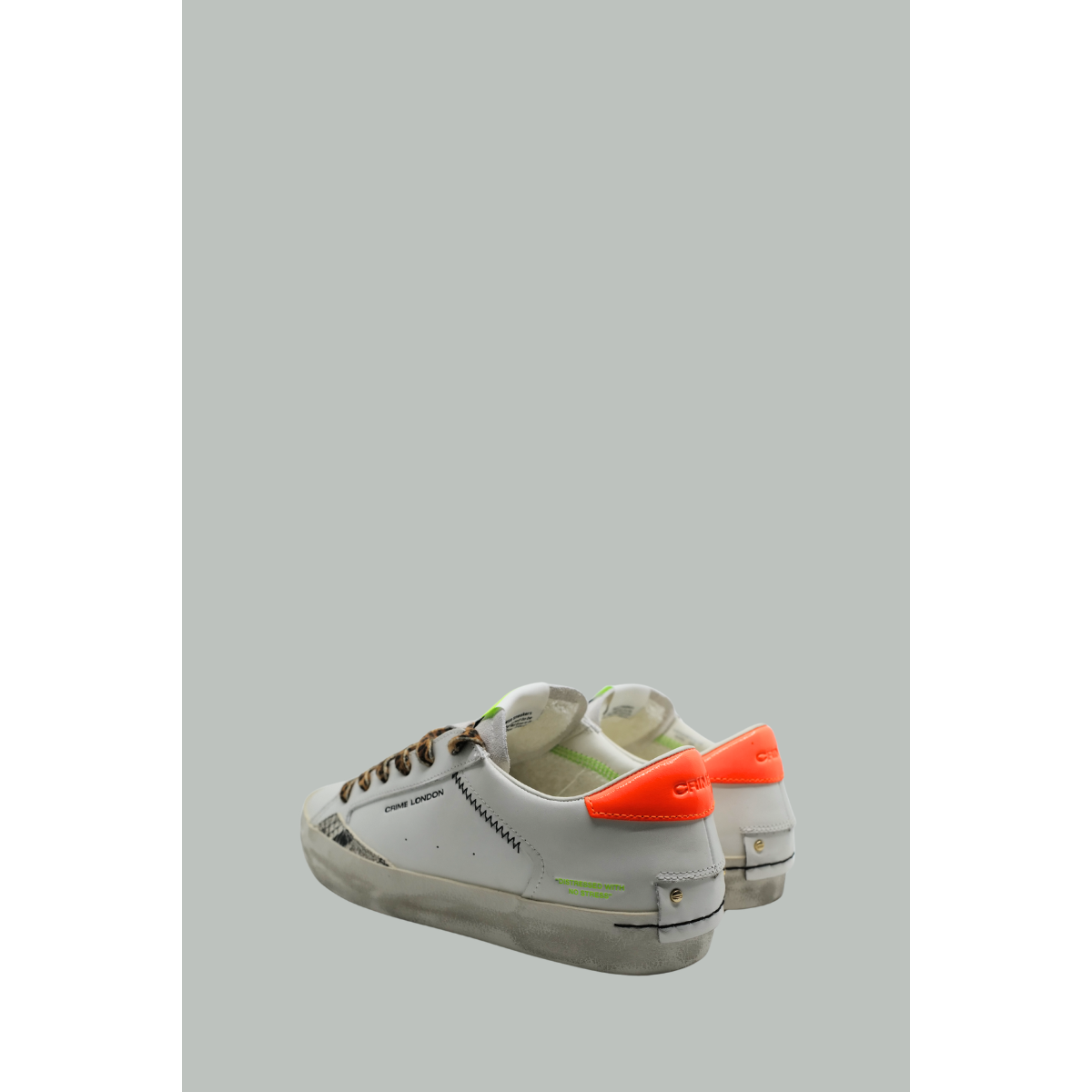 Baskets Distressed Tropic Juice - Femme - Blanc/Orange/Léopard - CRIME LONDON