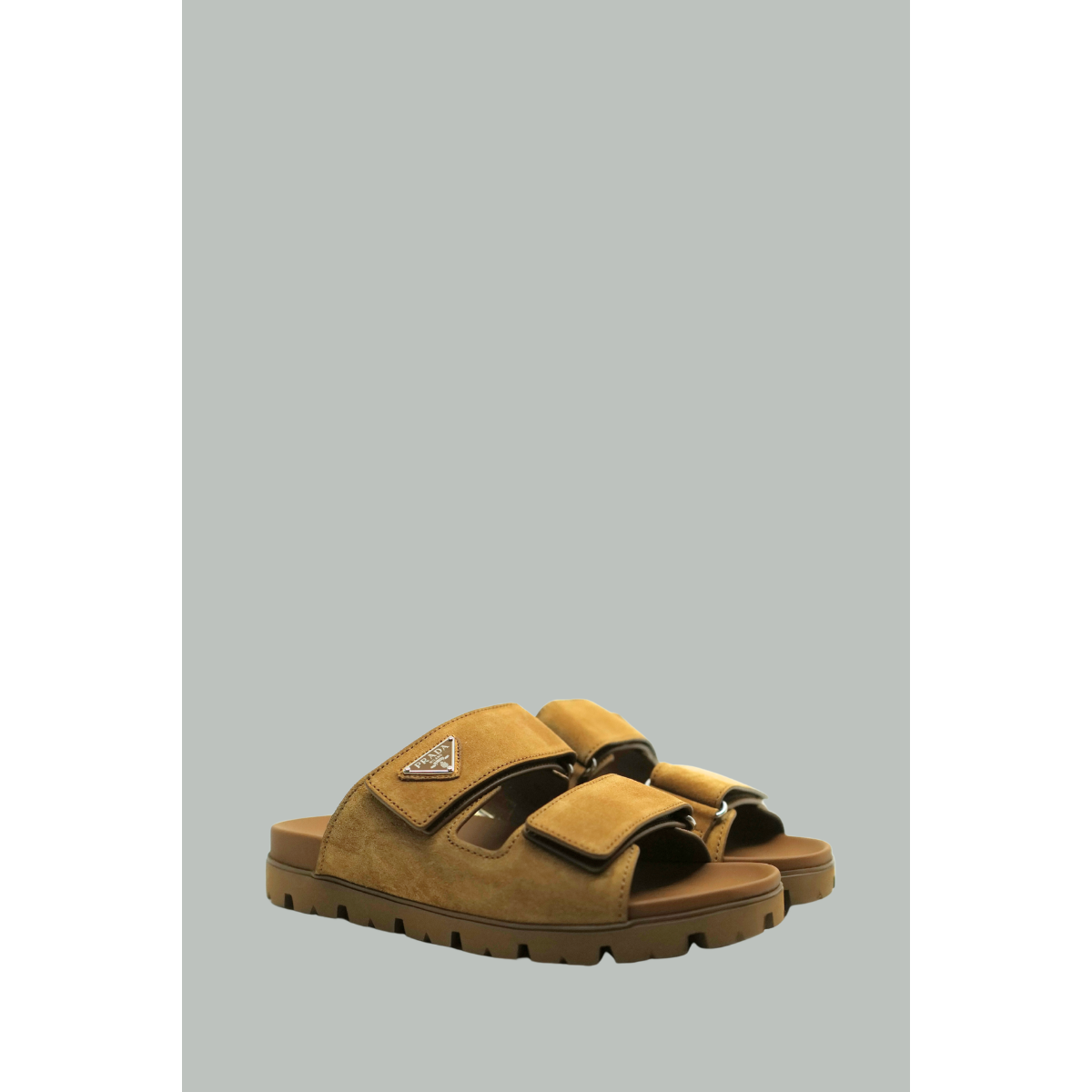 Sandales Avec Bande En Veau Velours - Cannelle - PRADA