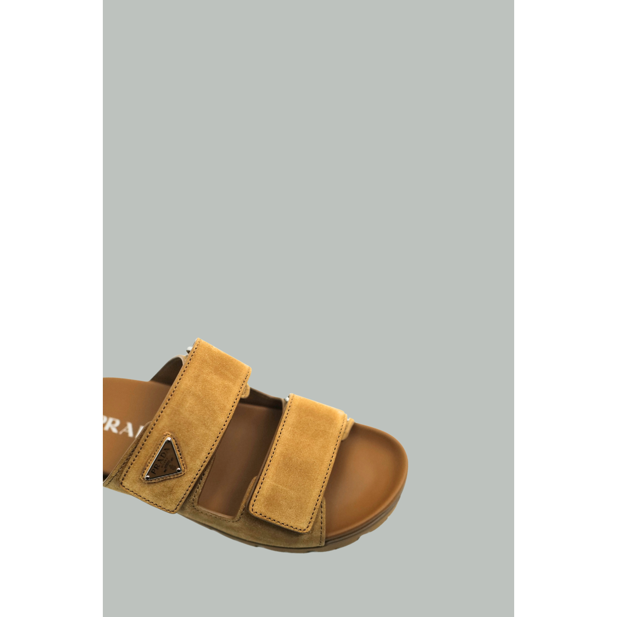 Sandales Avec Bande En Veau Velours - Cannelle - PRADA