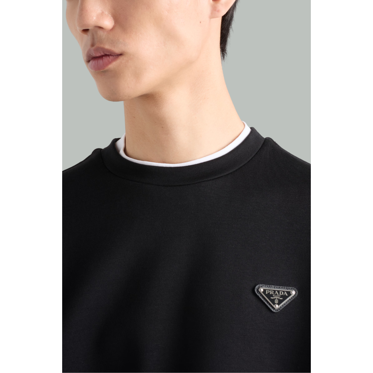Sweat-Shirt En Coton Technique - Noir - PRADA
