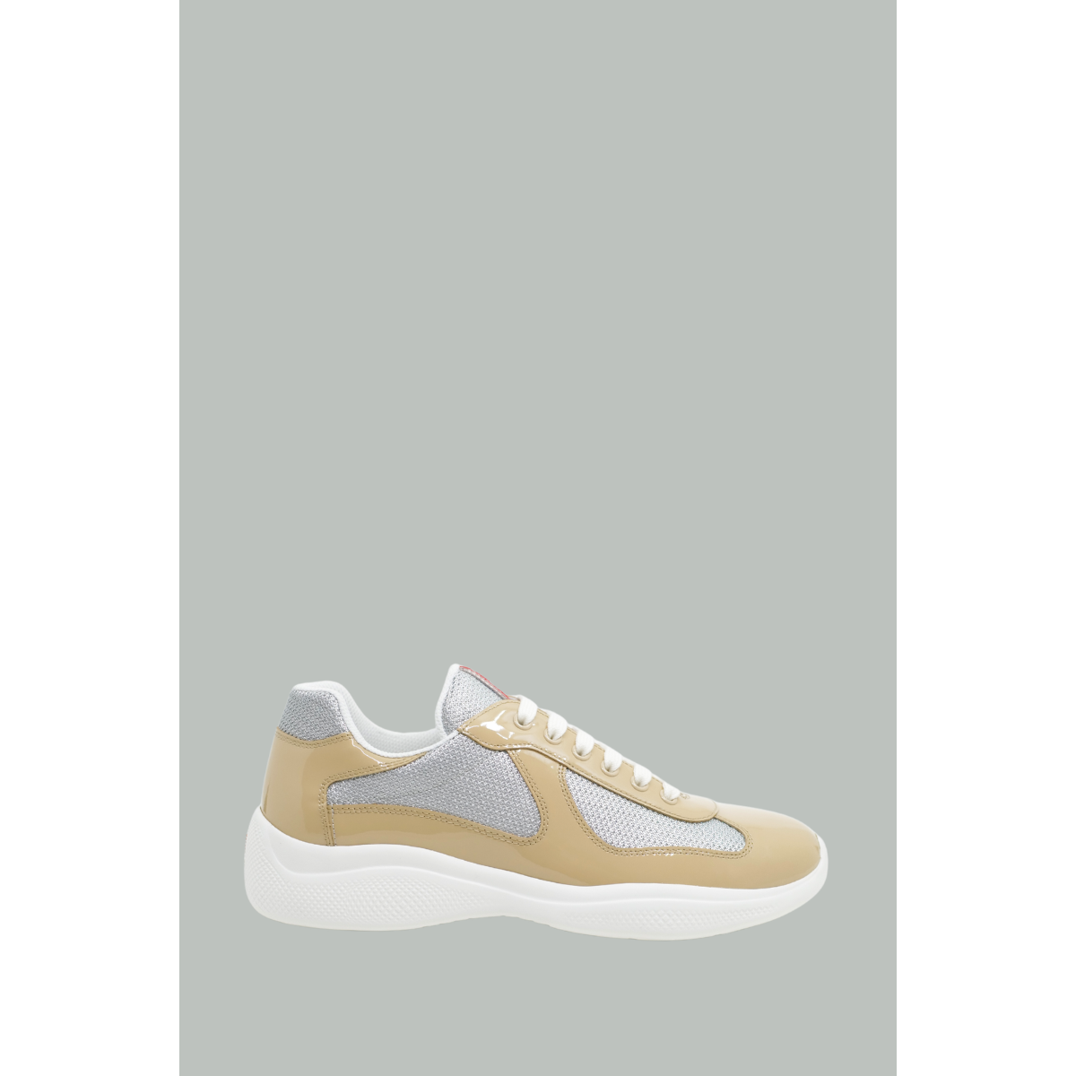 Sneakers Prada America’s Cup En Cuir Verni Et Tissu Technique - Beige - PRADA