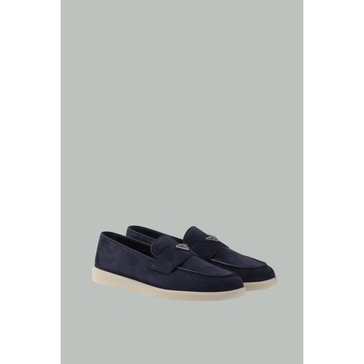 Mocassins En Veau Velours - Bleu Marine - PRADA