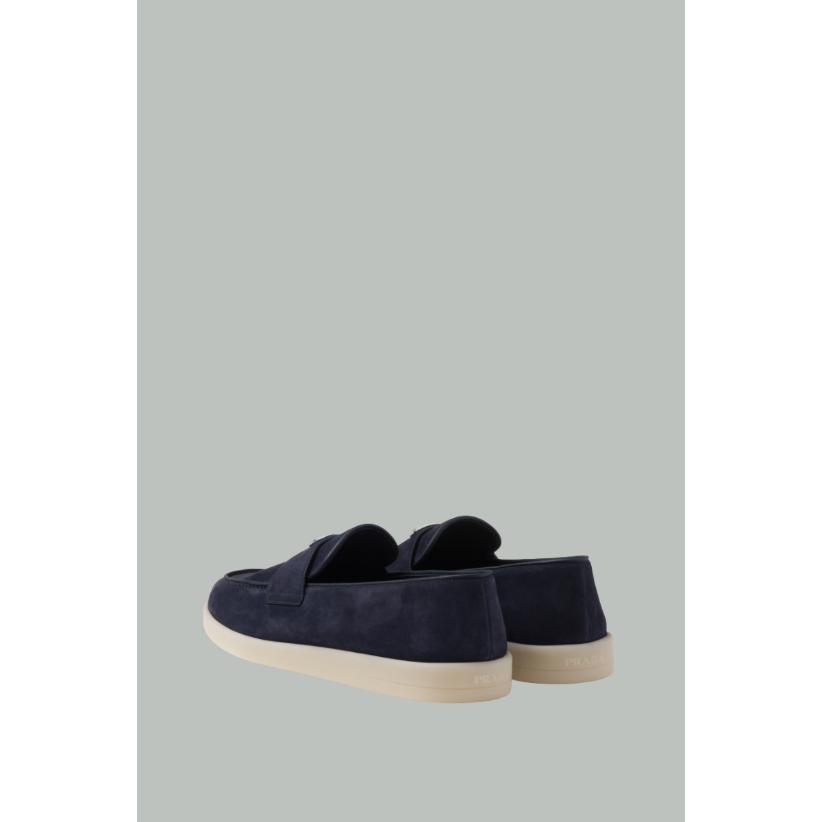 Mocassins En Veau Velours - Bleu Marine - PRADA