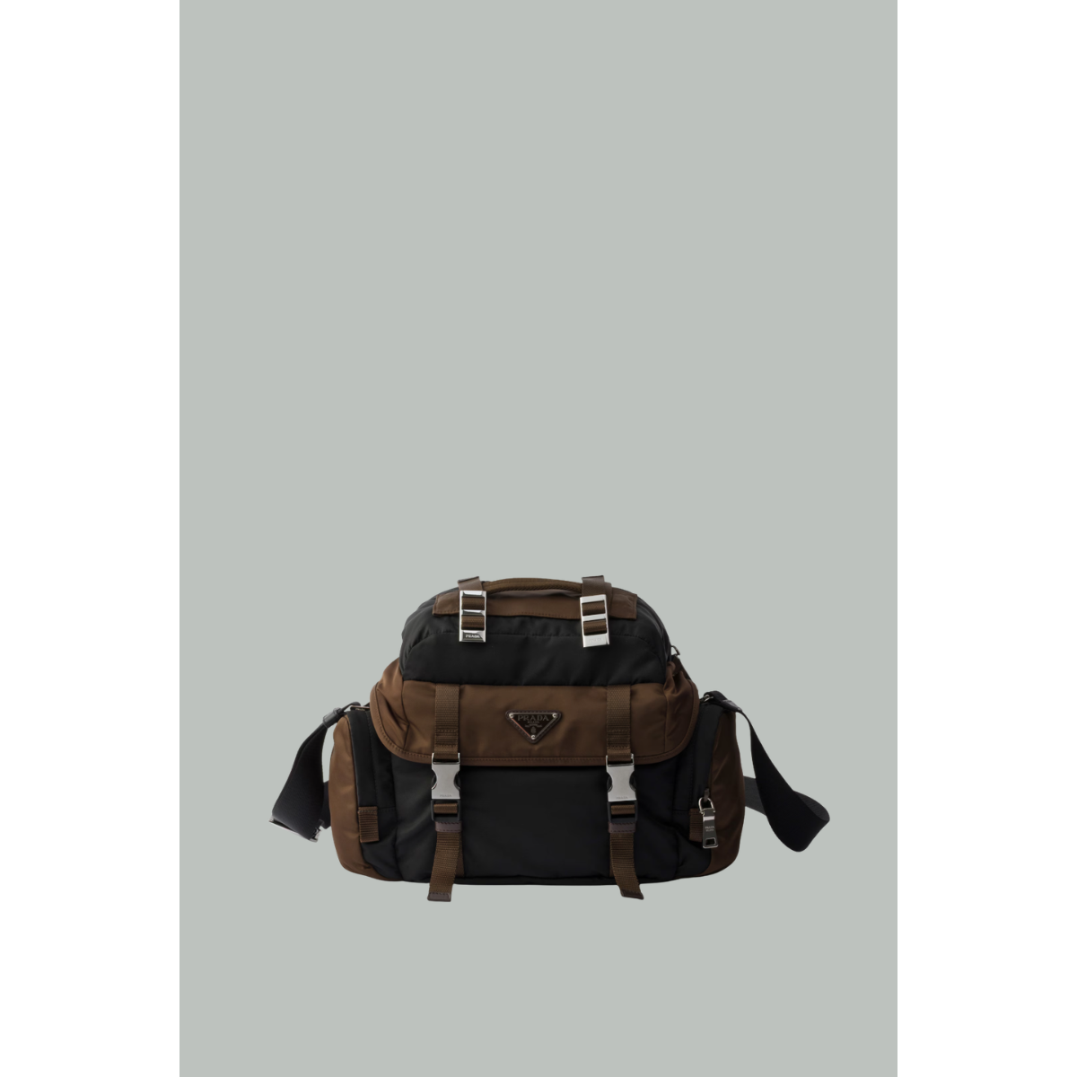 Sac Porté Épaule En Re-Nylon Et Cuir - Noir/Brulé - PRADA