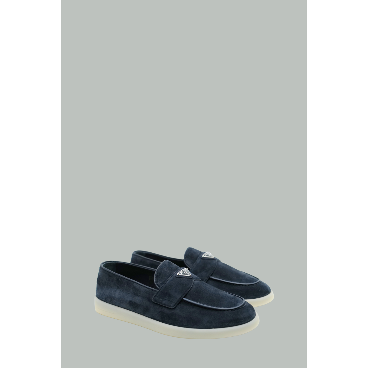 Mocassins En Veau Velours - Bleu Marine - PRADA