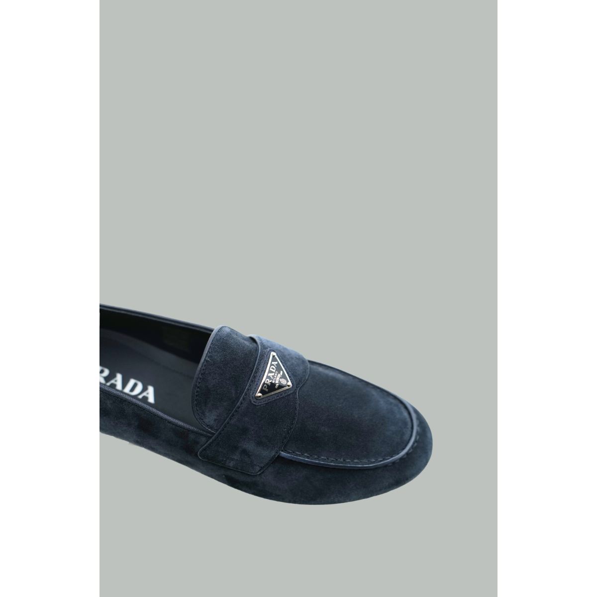 Mocassins En Veau Velours - Bleu Marine - PRADA