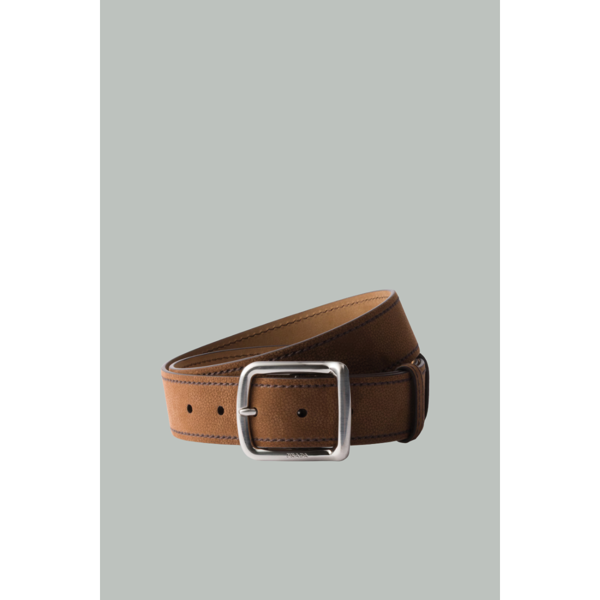 Ceinture En Cuir Nubuck - Marron - PRADA