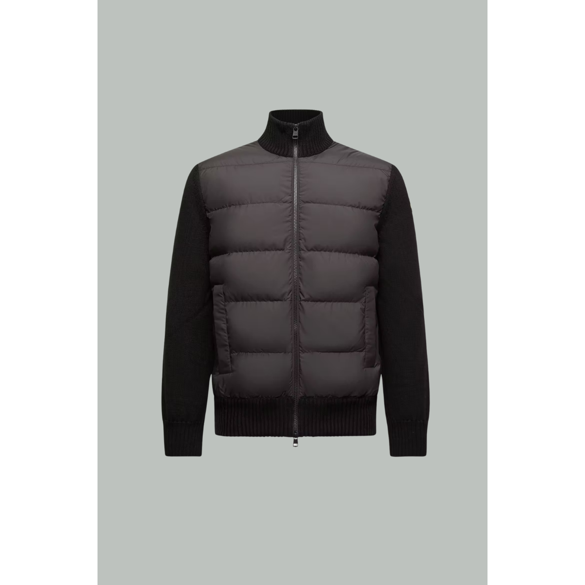 Cardigan Zippé Matelassé en Laine - Noir - MONCLER