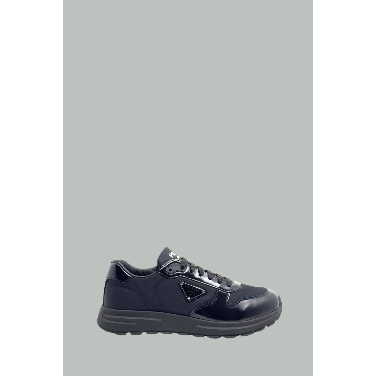Prax 01 brushed leather and Re-Nylon sneakers - Black - Prada