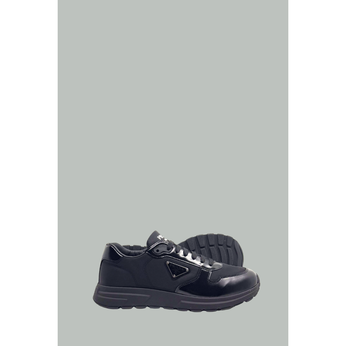 Prax 01 brushed leather and Re-Nylon sneakers - Black - Prada