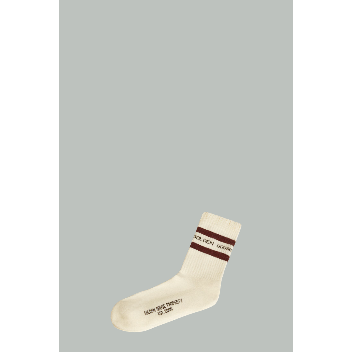 Chaussettes Vieilli Avec Détails Usés Et Rayures - Blanc/Marron - GOLDEN GOOSE