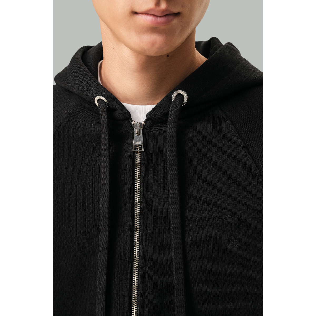 Hoodie Zippé En Coton - Noir - AMI PARIS