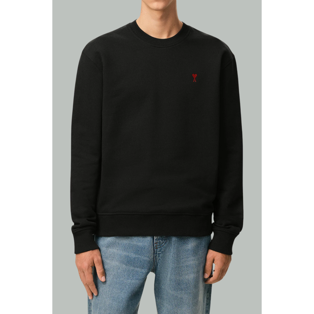 Cotton Sweatshirt - Black - AMI PARIS