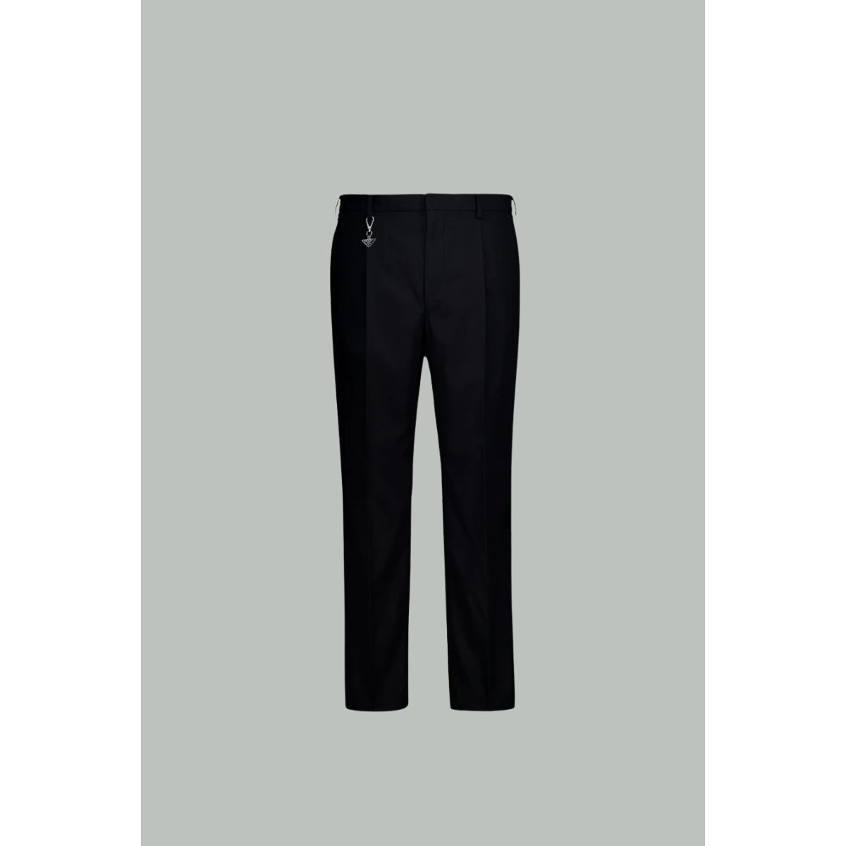 Slim-Fit Trousers with Triangle Keychain – Black – PRADA