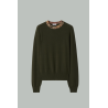 Pull en laine avec Check - Kaki - BURBERRY