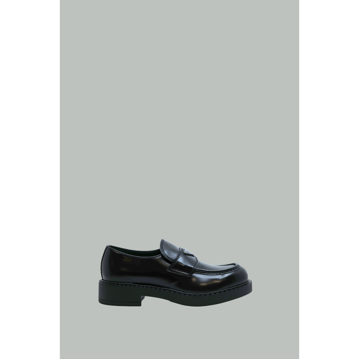 Chocolate brushed leather moccasins - Black - PRADA