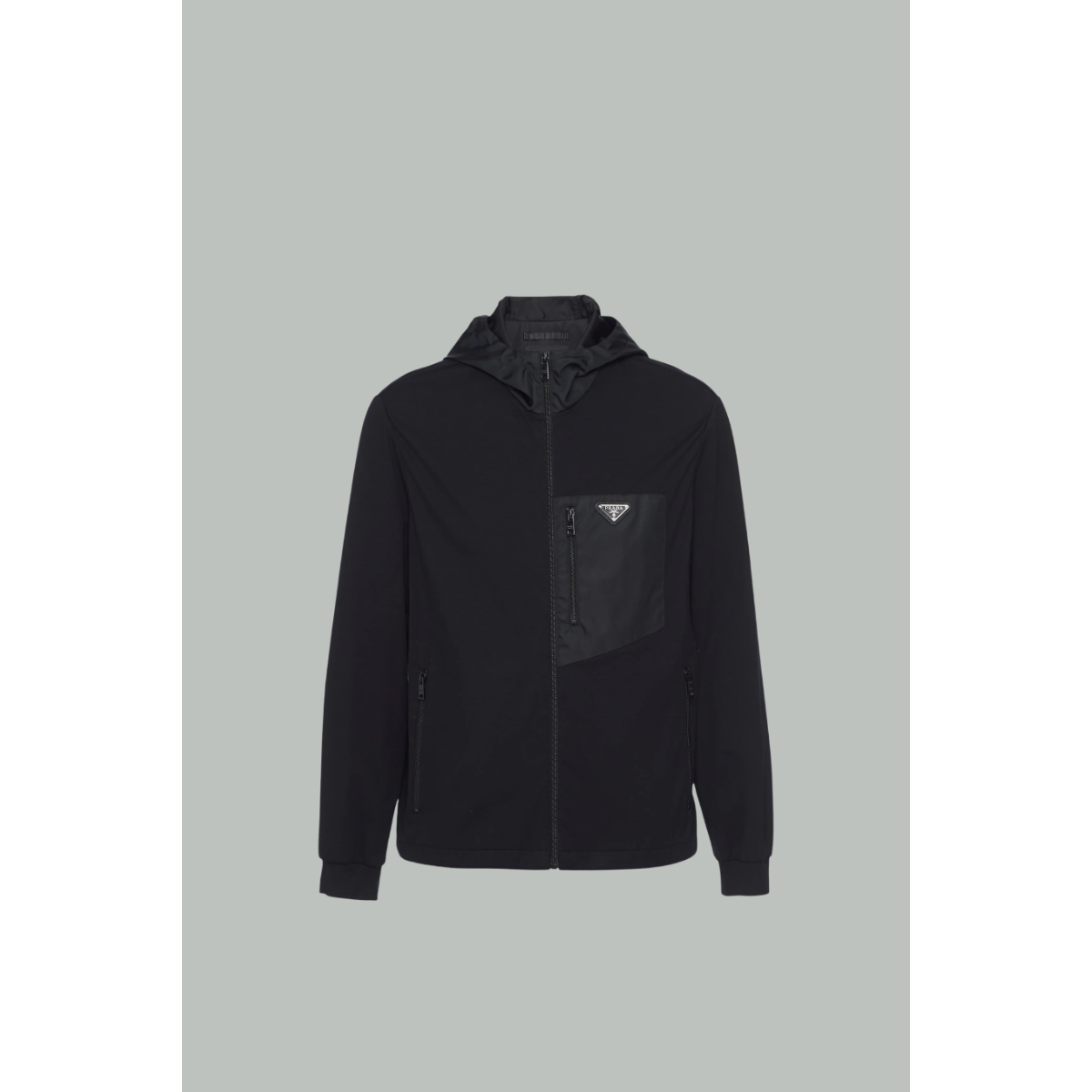 Technical Cotton and Re-Nylon Cardigan - Black - PRADA