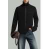 Pull Zippé En Maille Côtelée - Noir - COURRÈGES