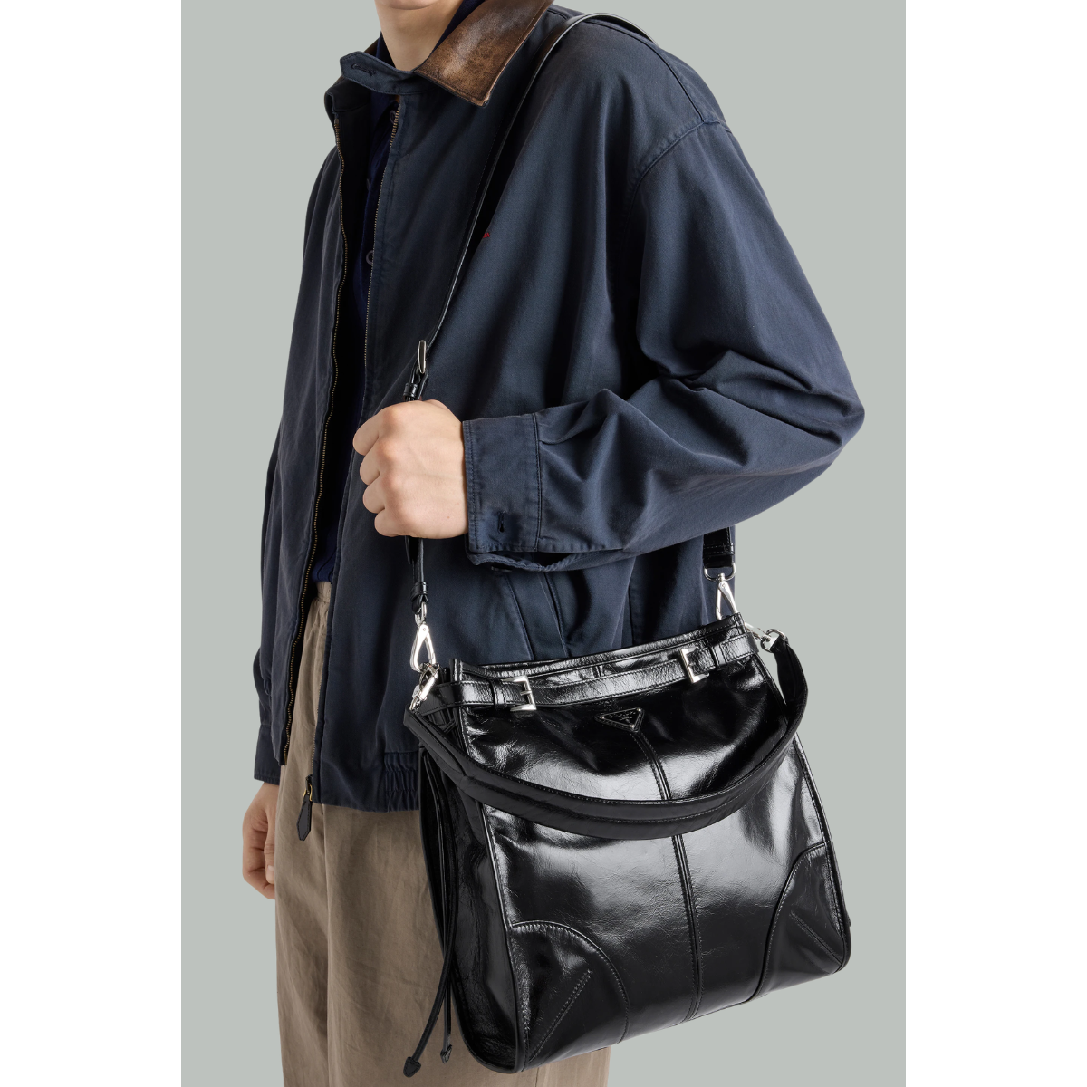 NEW BANDOLERIA NOIR CUIR PRADA