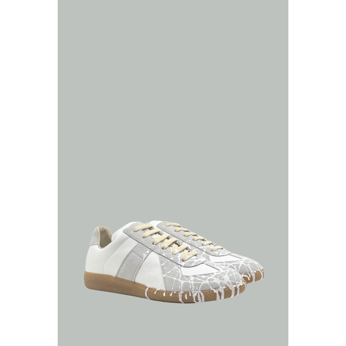Baskets Replica À Effet Taches De Peinture - Blanc/Gris - MAISON MARGIELA