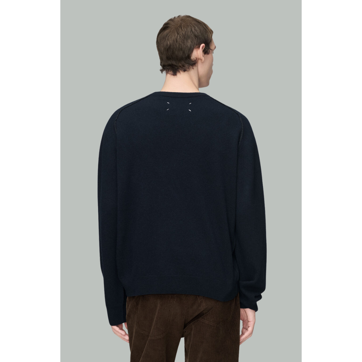 Pull À Col Rond En Laine Vierge - Bleu Navy - MAISON MARGIELA