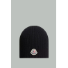 Logo Wool Beanie - Black - MONCLER