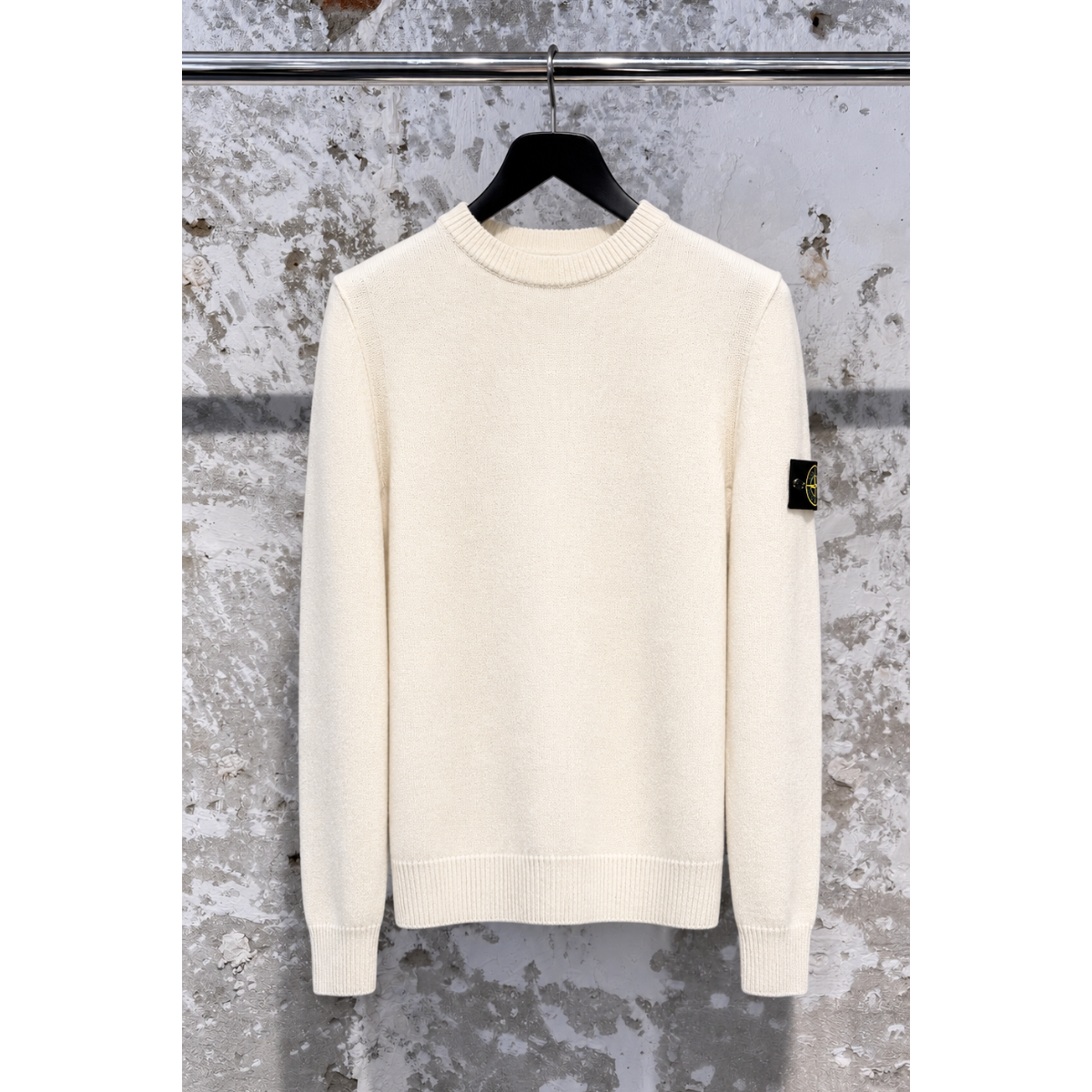 Pull Ras-Du-Cou Coupe Regular Avec Bordures Côtelées - Ivoire - STONE ISLAND