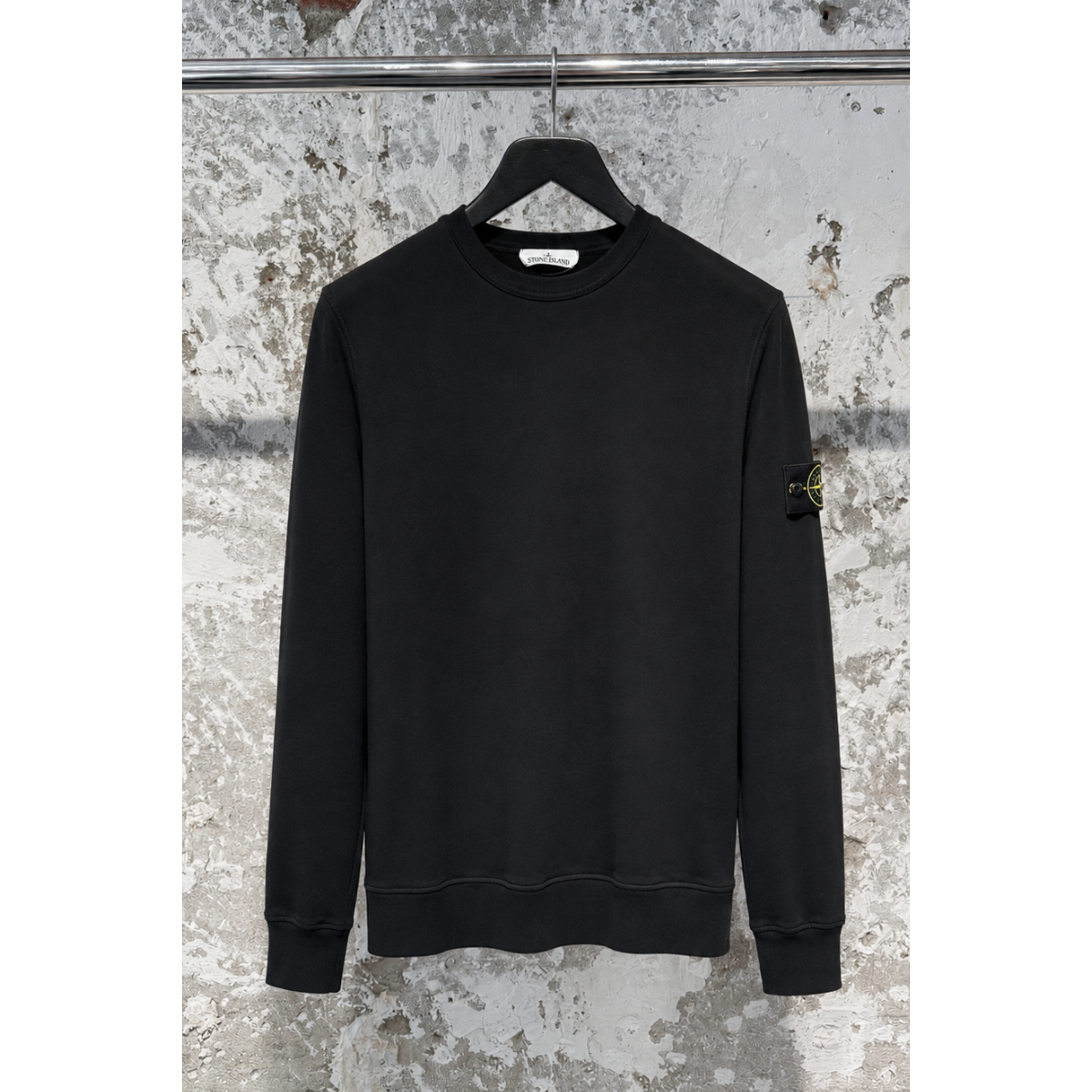 Pull Ras-Du-Cou Coupe Regular Avec Bordures Côtelées - Noir - STONE ISLAND